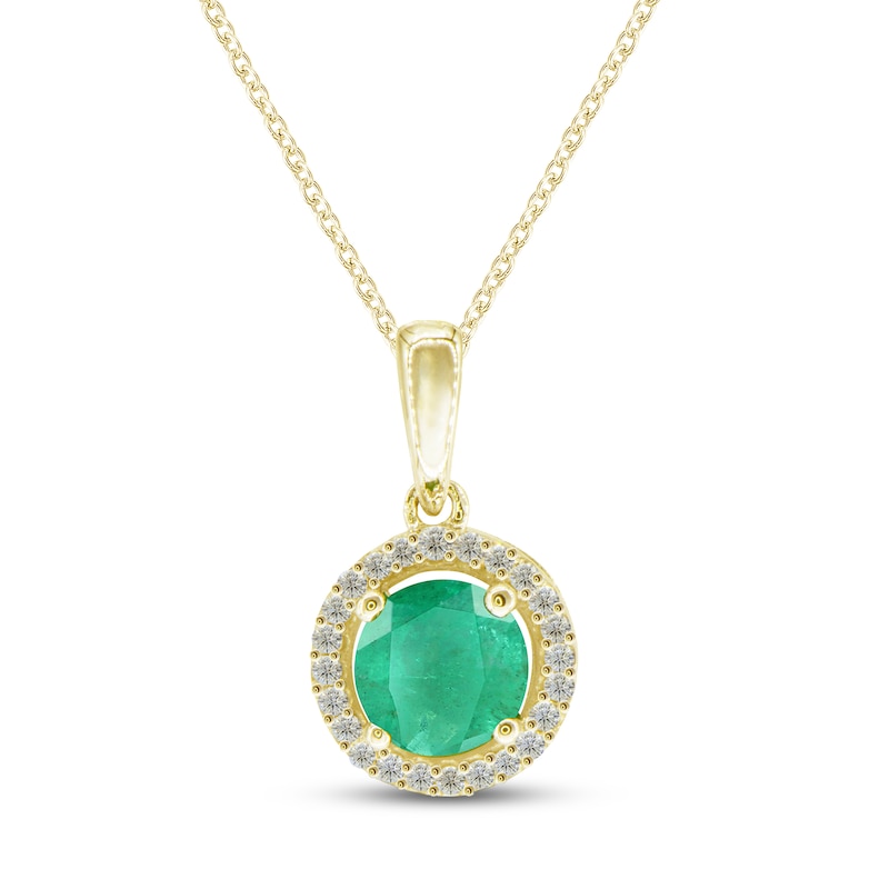 Main Image 1 of Emerald Necklace 1/15 ct tw Diamonds 10K Yellow Gold 18&quot;