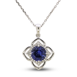Blue & White Lab-Created Sapphire Necklace Sterling SIlver 18"