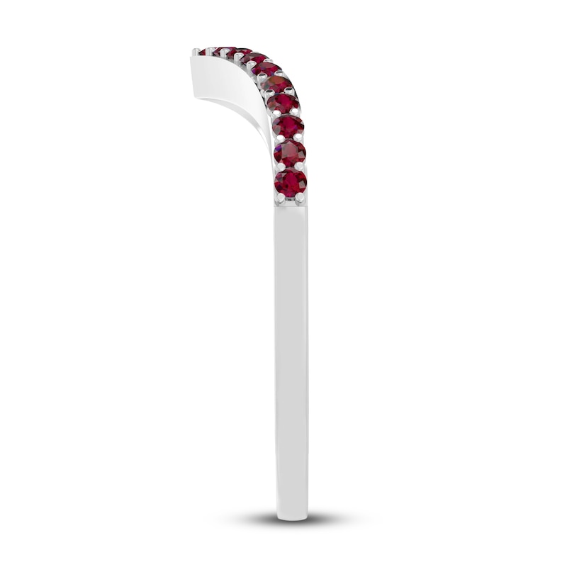 Main Image 2 of Lab-Created Ruby Chevron Ring Sterling Silver