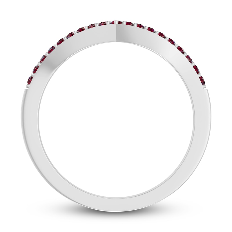 Lab-Created Ruby Chevron Ring Sterling Silver