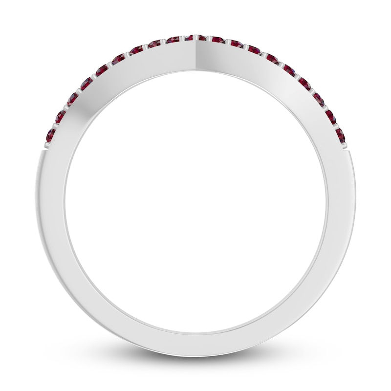 Main Image 3 of Lab-Created Ruby Chevron Ring Sterling Silver
