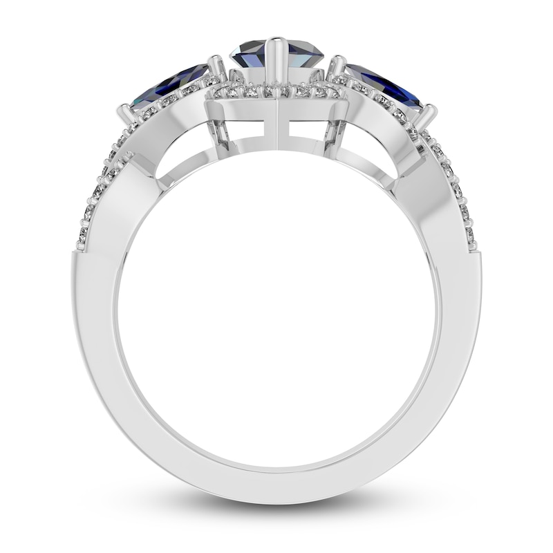 Main Image 2 of Blue/White Lab-Created Sapphire Ring Sterling Silver