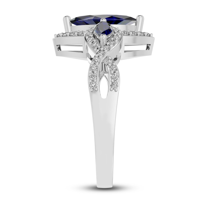 Main Image 3 of Blue/White Lab-Created Sapphire Ring Sterling Silver