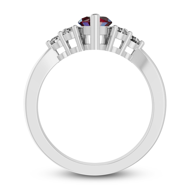 Lab-Created Ruby & White Lab-Created Sapphire Ring Sterling Silver