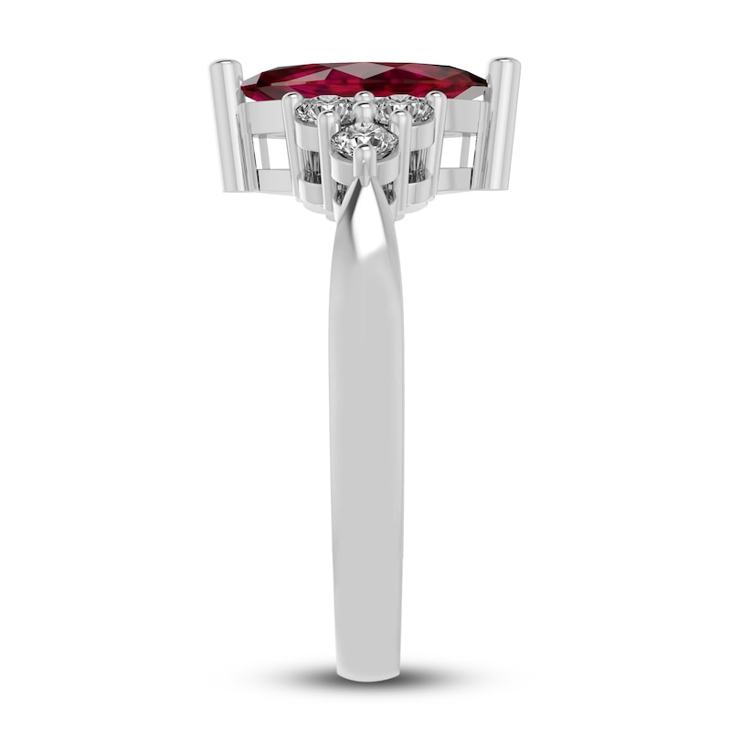 Main Image 3 of Lab-Created Ruby & White Lab-Created Sapphire Ring Sterling Silver