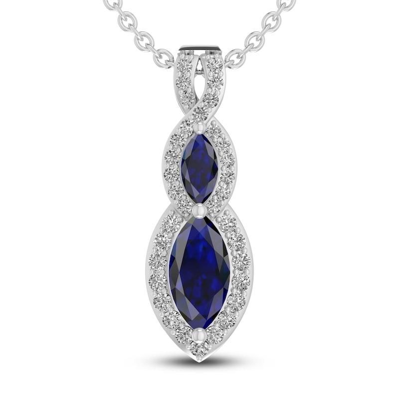 Main Image 1 of Blue/White Lab-Created Sapphire Necklace Sterling Silver 18&quot;