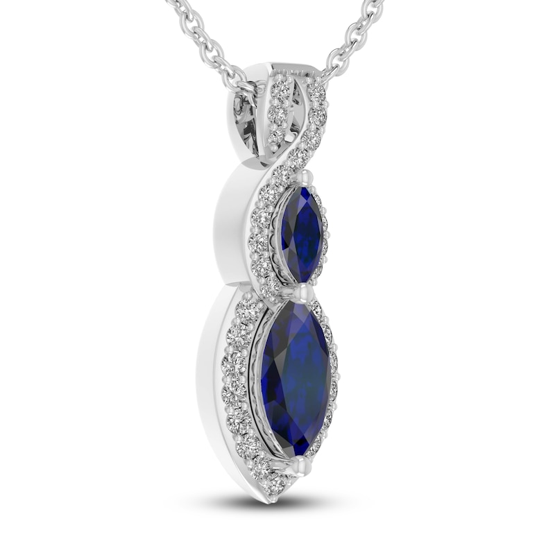 Main Image 2 of Blue/White Lab-Created Sapphire Necklace Sterling Silver 18&quot;
