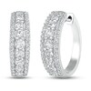 Thumbnail Image 1 of White Lab-Created Sapphire Hoop Earrings Sterling Silver