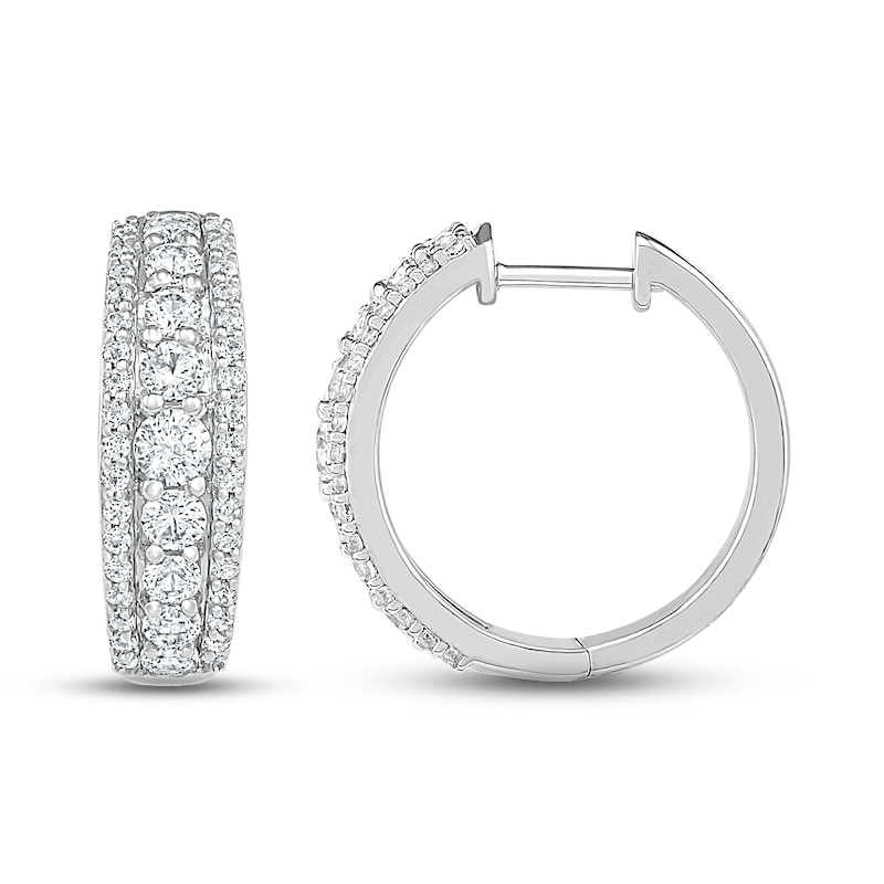 Main Image 2 of White Lab-Created Sapphire Hoop Earrings Sterling Silver