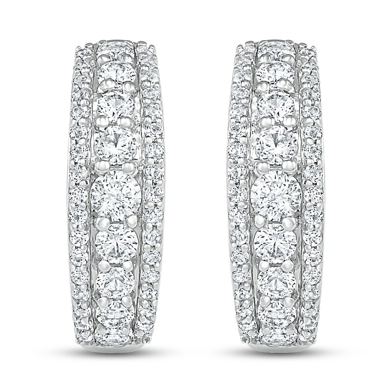 Main Image 3 of White Lab-Created Sapphire Hoop Earrings Sterling Silver
