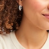 Thumbnail Image 4 of White Lab-Created Sapphire Hoop Earrings Sterling Silver