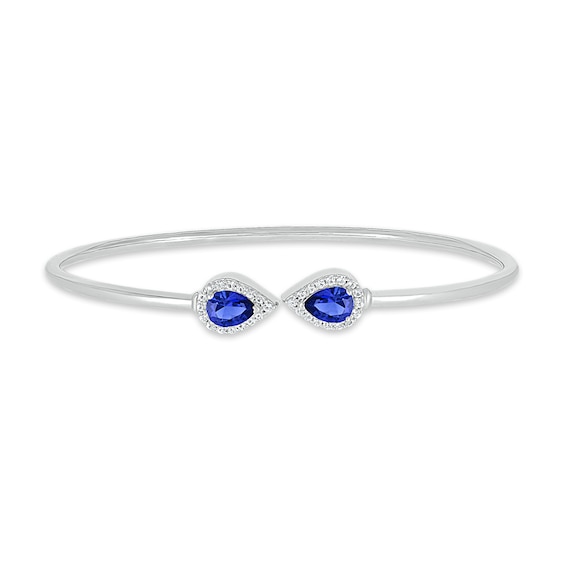 Blue/White Lab-Created Sapphire Bangle Cuff Bracelet Sterling Silver | Kay