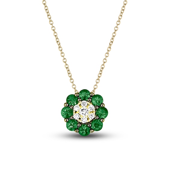 Le Vian Diamond & Emerald Necklace 1/15 ct tw Diamonds 14K Honey Gold