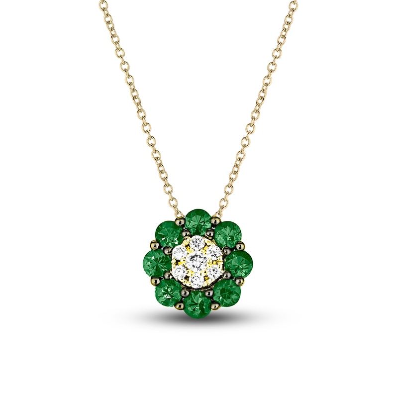 Main Image 1 of Le Vian Diamond & Emerald Necklace 1/15 ct tw Diamonds 14K Honey Gold