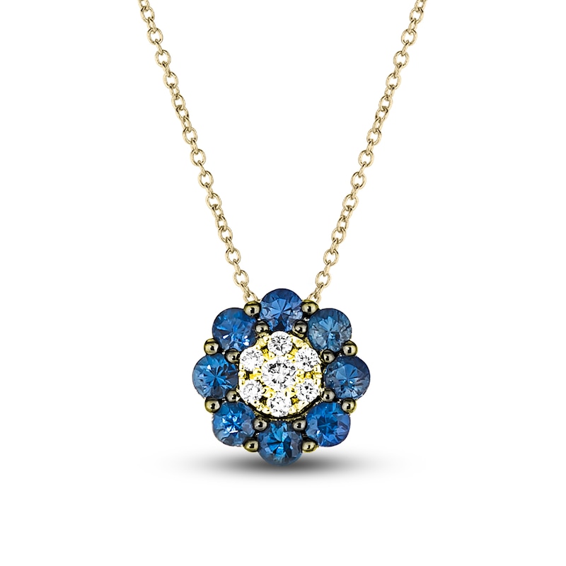 Main Image 1 of Le Vian Diamond & Sapphire Necklace 1/15 ct tw Diamonds 14K Honey Gold