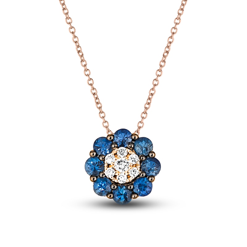 Main Image 1 of Le Vian Diamond & Sapphire Necklace 1/15 ct tw Diamonds 14K Strawberry Gold
