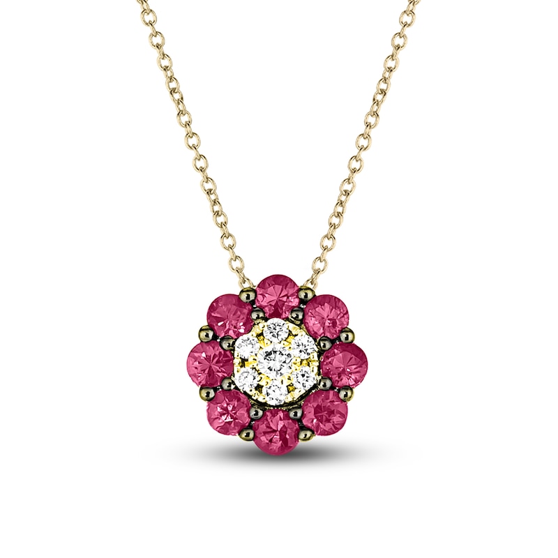 Le Vian Diamond & Ruby Necklace 1/15 ct tw Diamonds 14K Honey Gold