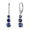 Thumbnail Image 1 of Blue/White Lab-Created Sapphire Three-Stone Drop Earrings Sterling Silver