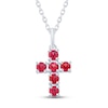 Thumbnail Image 1 of Lab-Created Ruby Cross Necklace Sterling Silver 18&quot;