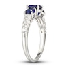 Blue/White Lab-Created Sapphire Three-Stone Ring Sterling Silver