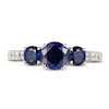 Blue/White Lab-Created Sapphire Three-Stone Ring Sterling Silver