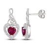 Thumbnail Image 0 of Lab-Created Ruby & Diamond Heart Earrings 1/8 ct tw Heart/Round-Cut Sterling Silver