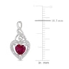 Thumbnail Image 2 of Lab-Created Ruby & Diamond Heart Earrings 1/8 ct tw Heart/Round-Cut Sterling Silver