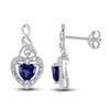 Thumbnail Image 1 of Blue Lab-Created Sapphire & Diamond Heart Earrings 1/8 ct tw Heart/Round-Cut Sterling Silver