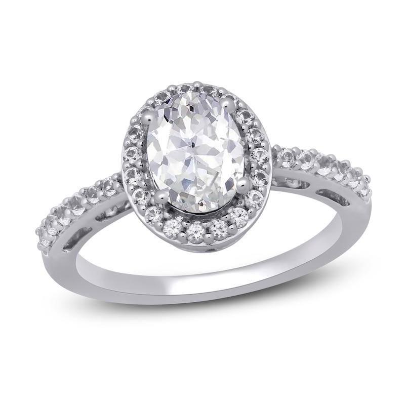 Main Image 1 of White Lab-Created Sapphire Ring Sterling Silver