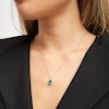 Thumbnail Image 2 of Lab-Created Emerald & White Lab-Created Sapphire Necklace Sterling Silver 18&quot;