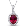 Thumbnail Image 0 of Lab-Created Ruby & White Lab-Created Sapphire Necklace Sterling Silver 18"