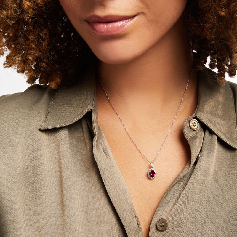 Main Image 2 of Lab-Created Ruby & White Lab-Created Sapphire Necklace Sterling Silver 18&quot;
