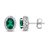Thumbnail Image 0 of Lab-Created Emerald & White Lab-Created Sapphire Stud Earrings Sterling Silver