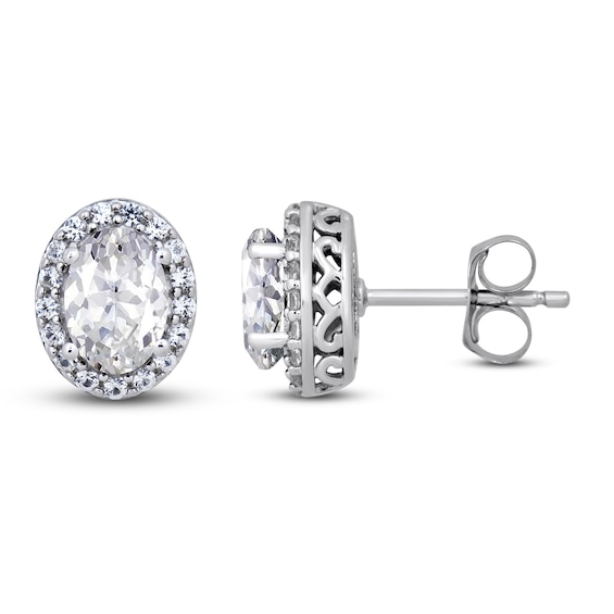 White Lab-Created Sapphire Stud Earrings Sterling Silver