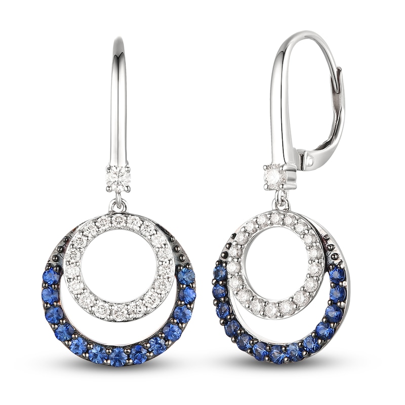 Main Image 1 of Le Vian Diamond & Sapphire Dangle Earrings 3/8 ct tw Diamonds 14K Vanilla Gold