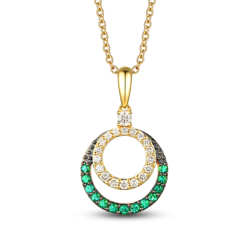 Main Image 1 of Le Vian Diamond & Emerald Necklace 1/4 ct tw Diamonds 14K Honey Gold 18&quot;