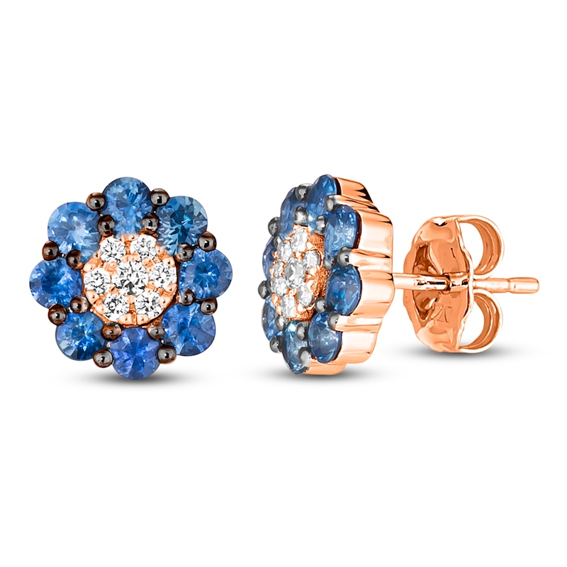 Main Image 1 of Le Vian Diamond & Sapphire Stud Earrings 1/10 ct tw Diamonds 14K Strawberry Gold
