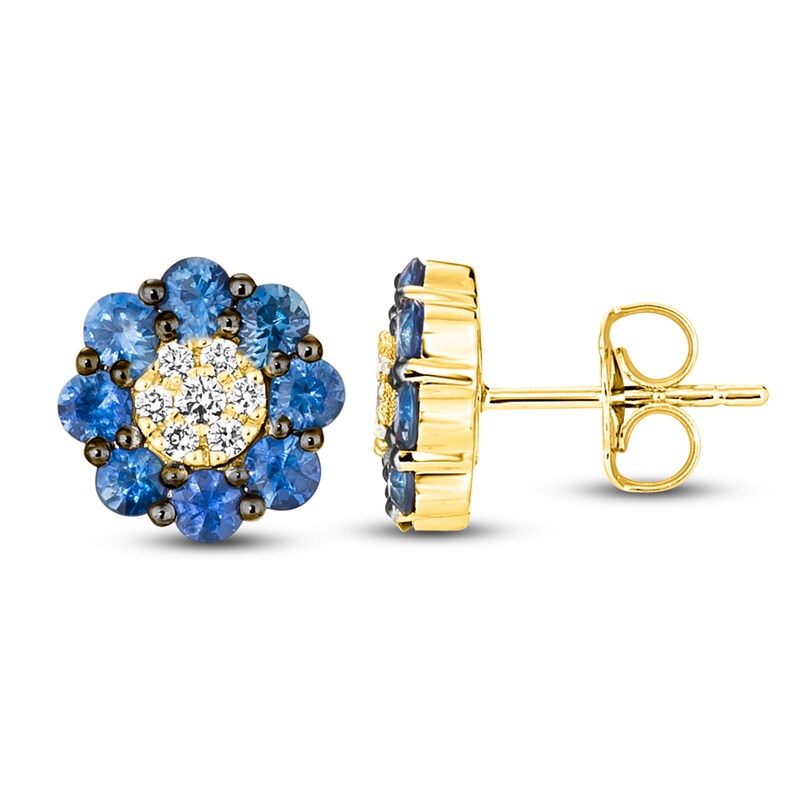 Le Vian Diamond & Sapphire Stud Earrings 1/10 ct tw Diamonds 14K Honey Gold