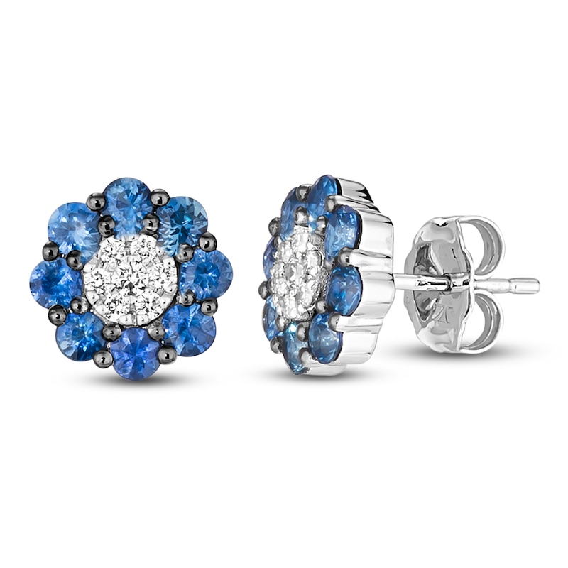 Main Image 1 of Le Vian Diamond & Sapphire Stud Earrings 1/10 ct tw Diamonds 14K Vanilla Gold