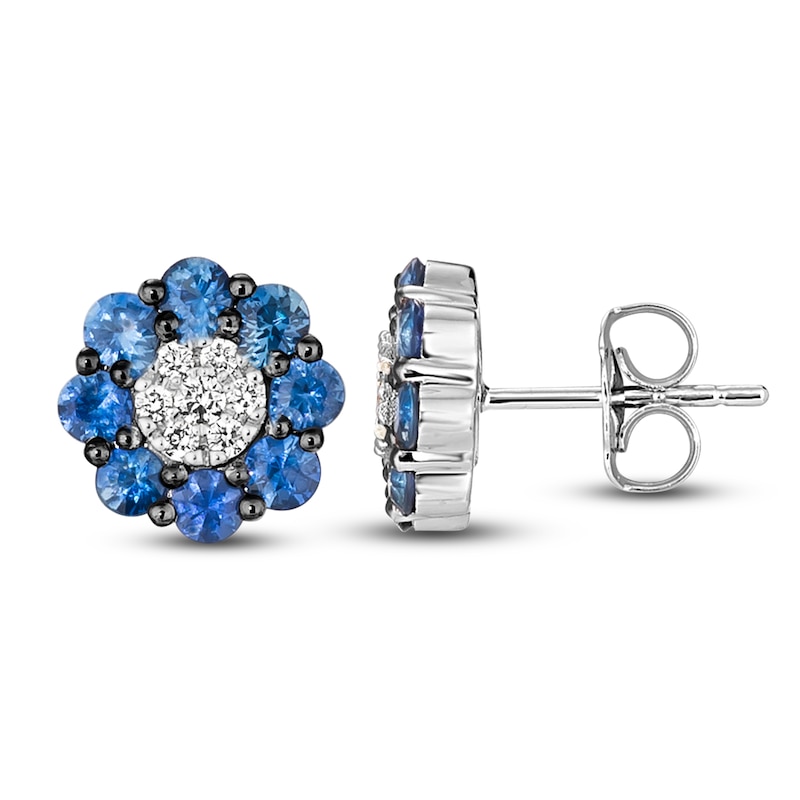 Main Image 2 of Le Vian Diamond & Sapphire Stud Earrings 1/10 ct tw Diamonds 14K Vanilla Gold
