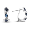 Thumbnail Image 0 of Sapphire & Diamond Hoop Earrings 1/8 ct tw Pear/Round-Cut 10K White Gold