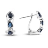Thumbnail Image 1 of Sapphire & Diamond Hoop Earrings 1/8 ct tw Pear/Round-Cut 10K White Gold