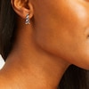 Thumbnail Image 2 of Sapphire & Diamond Hoop Earrings 1/8 ct tw Pear/Round-Cut 10K White Gold