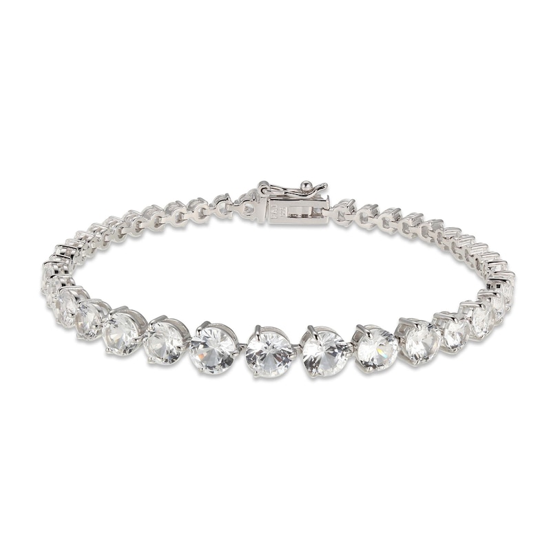 Main Image 1 of White Lab-Created Sapphire Bracelet Sterling Silver 7.25&quot;
