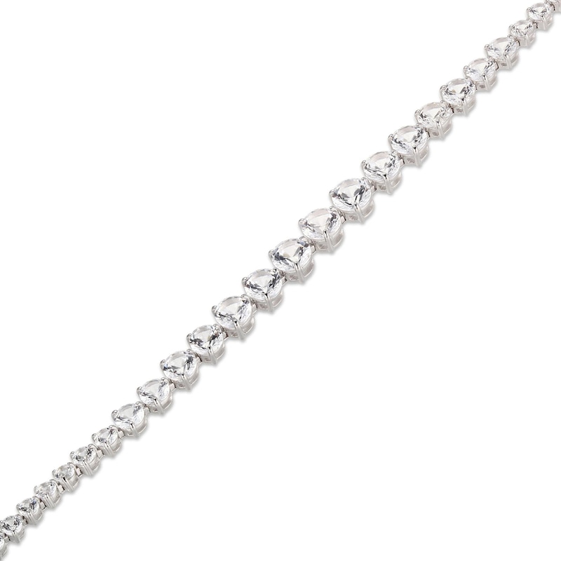 White Lab-Created Sapphire Bracelet Sterling Silver 7.25"