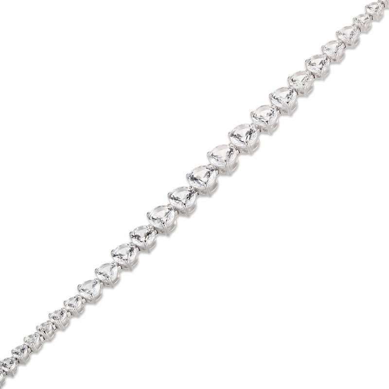Main Image 2 of White Lab-Created Sapphire Bracelet Sterling Silver 7.25&quot;