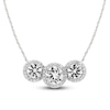 Thumbnail Image 1 of White Lab-Created Sapphire Three-Stone Necklace Sterling Silver 17.25&quot;