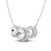 Thumbnail Image 2 of White Lab-Created Sapphire Three-Stone Necklace Sterling Silver 17.25&quot;