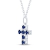 Thumbnail Image 2 of Blue Lab-Created Sapphire Cross Necklace Sterling Silver 18"