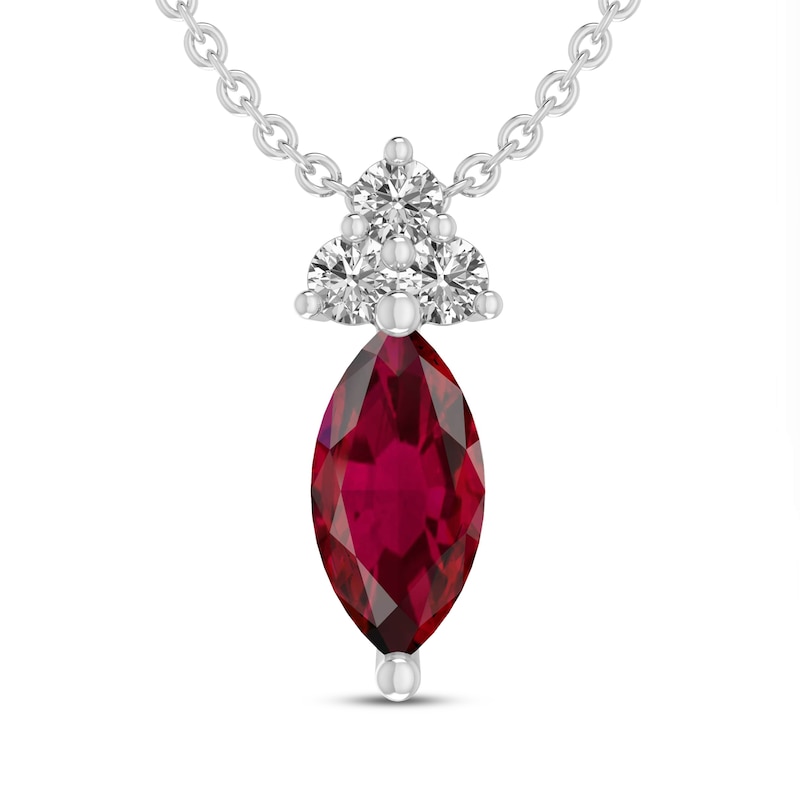 Lab-Created Ruby & White Lab-Created Sapphire Necklace Sterling Silver 18"